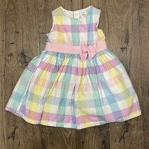 Carters Baby Girls Dress 12 Months Pastel Plaid Lined Bow Party Easter